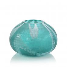 John-Richard JRA-13382 - Etched Glass Vase, Series II, Aqua Green, White, 8&34;H JRA-13382