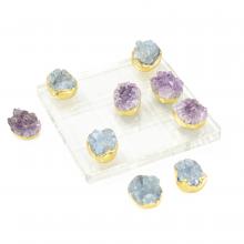 John-Richard JRA-14089 - Amethyst & Cyanite Board Game, Clear, Purple, Blue, 9&34;W JRA-14089