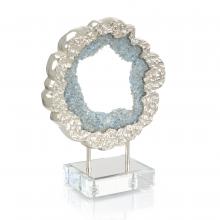 John-Richard JRA-14205 - Hammered Geode Sculpture, Round, Hammered Nickel, Blue, 20.5&34;H JRA-14205