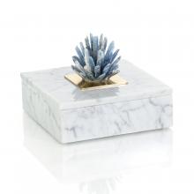 John-Richard JRA-14339 - Cyanite Starburst Box, Blue, White Marble Base, 7.25&34;W JRA-14339