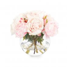 John-Richard JRB-4098W - Garden Peonies Botanical, Pink, Clear Vase, 12&34;W JRB-4098W