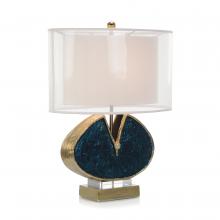 John-Richard JRL-10067 - mp, 1-Light, Blue, Antique Gold, White Organza Oval Shade, 25&34;H JRL-10067