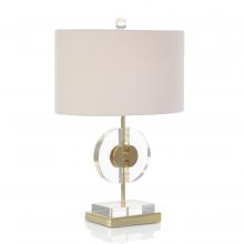 John-Richard JRL-10069 - Polished Brass, Clear Acrylic, Off-White Linen Oval Shade, 24&34;H JRL-10069