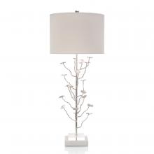 John-Richard JRL-10085 - Marble & Clear Acrylic Base, Off-White Linen Round Shade, 41&34;H JRL-10085