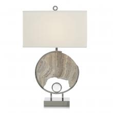 John-Richard JRL-10213 - Polished Nickel, Gray Marble, White Linen Rectangle Shade, 31&34;H JRL-10213