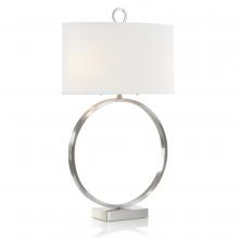 John-Richard JRL-10228 - ble Lamp, 2-Light, Brushed Nickel, White Linen Oval Shade, 34&34;H JRL-10228