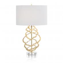 John-Richard JRL-10262 - 1-Light, Gold Leaf, Crystal Base, White Linen Oval Shade, 30&34;H JRL-10262