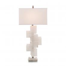 John-Richard JRL-10283 - baster, Polished Nickel Core, White Linen Rectangle Shade, 36&34;H JRL-10283