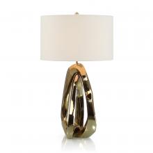 John-Richard JRL-10362 - mp, 1-Light, Antique Brass, Off-White Linen Round Shade, 34.5&34;H JRL-10362