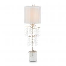 John-Richard JRL-10391 - ight, Gold Leaf, White Marble Base, White Organza Shade, 38.5&34;H JRL-10391