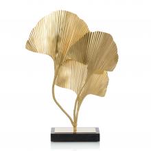 John-Richard JRL-10394 - Ginkgo Leaf Table Lamp, 2-Light, Brass, Black Marble Base, 26&34;H JRL-10394