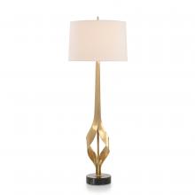 John-Richard JRL-10412 - , Polished Brass, Black Granite Base, White Silk Shade, 44.25&34;H JRL-10412