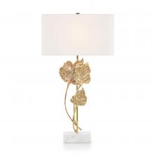 John-Richard JRL-10421 - e Gold, White Marble Base, Off-White Silk Rectangle Shade, 33&34;H JRL-10421