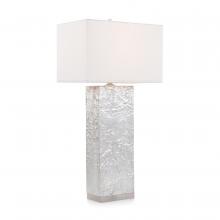 John-Richard JRL-10430 - able Lamp, 1-Light, Silver, White Linen Rectangle Shade, 36.5&34;H JRL-10430