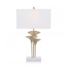 John-Richard JRL-10470 - ht, Brass, White Marble Base, White Linen Rectangle Shade, 32&34;H JRL-10470