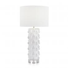 John-Richard JRL-10526 - Chalk White, Clear Acrylic Base, White Linen Round Shade, 37&34;H JRL-10526