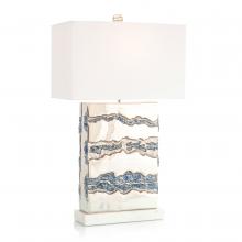 John-Richard JRL-10536 - ed Nickel, White Marble Base, White Linen Rectangle Shade, 31&34;H JRL-10536