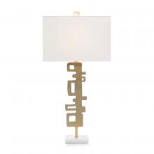 John-Richard JRL-10557 - Light, Brass, White Marble Base, White Linen Square Shade, 37&34;H JRL-10557