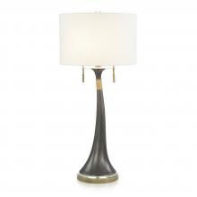 John-Richard JRL-10566 - 2-Light, Black, Brushed Brass, White Linen Round Shade, 40.25&34;H JRL-10566