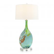 John-Richard JRL-10570 - Lamp, 1-Light, Multicolored, Crystal Base, White Shade, 40.5&34;H JRL-10570