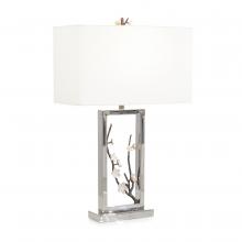 John-Richard JRL-10642 - , Polished Stainless Steel, White Linen Rectangle Shade, 30.5&34;H JRL-10642