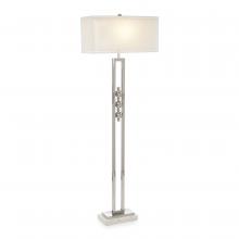 John-Richard JRL-10682 - Polished Nickel, White Marble Base, Off-White Linen Shade, 67&34;H JRL-10682