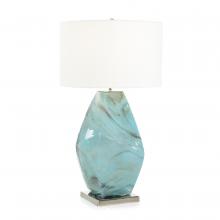 John-Richard JRL-10689 - ht, Blue, Gray, Polished Nickel Base, White Round Shade, 34.5&34;H JRL-10689