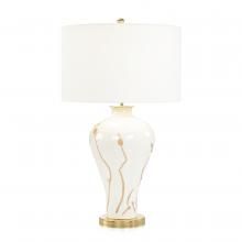 John-Richard JRL-10694 - ht, Beige, Gold, Polished Brass Base, White Round Shade, 31.5&34;H JRL-10694