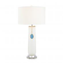 John-Richard JRL-10725 - t, Clear Acrylic, Nickel Base, White Linen Round Shade, 35.25&34;H JRL-10725