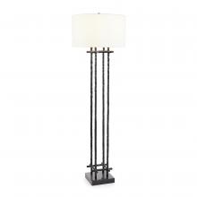 John-Richard JRL-10743 - Poteau Floor Lamp, 1-Light, Black, White Linen Shade, 68.25&34;H JRL-10743