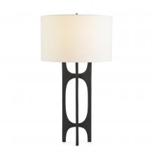 John-Richard JRL-10745 - are Table Lamp, 1-Light, Black, White Linen Round Shade, 33.5&34;H JRL-10745