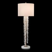 John-Richard JRL-9394 - Light, Tall, Antique Silver Leaf, White Cotton Round Shade, 40&34;H JRL-9394