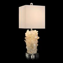 John-Richard JRL-9420 - 1-Light, White, Clear Base, Off-White Cotton Square Shade, 30&34;H JRL-9420