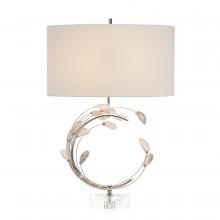 John-Richard JRL-9679 - 1-Light, Gray, Clear Acrylic Base, White Cotton Oval Shade, 32&34;H JRL-9679