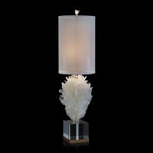 John-Richard JRL-9799 - Alabaster, Clear Base, Off-White Organza Cylindrical Shade, 33&34;H JRL-9799