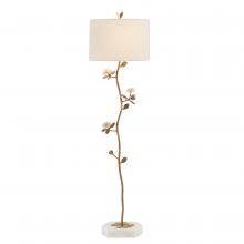 John-Richard JRL-9923 - oom Floor Lamp, 1-Light, Antique Brass, White Cotton Shade, 66&34;H JRL-9923