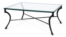 Sarreid 26372 - Cmargues Coffee Table, Clear Glass Top, Iron Frame, 48"W 26372