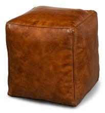 Sarreid 26896 - Sunday Afternoon Stool, Brown Leather, 16"H 26896