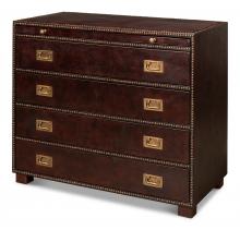 Sarreid 29541 - Studded Gentleman's Chest, Antique Brown Leather, 40"W 29541