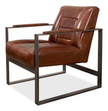 Sarreid 29776 - Stuttgart Armchair, Havana Brown Leather, Pewter Frame, 33"H 29776