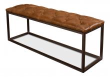 Sarreid 29785 - Cologne Bench, Cuba Brown Leather, Bronze Frame, 52"W 29785