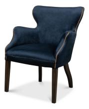 Sarreid 30030 - Princess Accent Chair, Blue Velvet, Dark Wood Legs, 34"H 30030