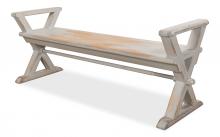 Sarreid 30119 - Replica Antique Bench, Distressed White, 62"W 30119