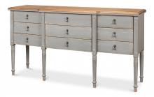 Sarreid 30895 - French Sideboard, Distressed Gray, Wood Top, 67"W 30895