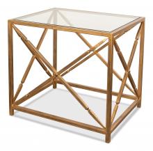 Sarreid 30913 - Neo Classical Side Table, Clear Glass Top, Gold Frame, 27"H 30913