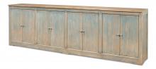 Sarreid 40427-5 - Eight is Enough Sideboard, Natural, Distressed Blue, 122"W 40427-5