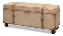 Sarreid 40512 - Leather Trunk Bench, Beige, 48"W 40512