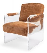 Sarreid 40538 - Holloway Armchair, Brown & White Leather, Clear Acrylic, 31"H 40538