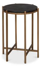 Sarreid 40817 - Stillwell Side Table, Black Leather, Antique Gold Frame, 21"H 40817