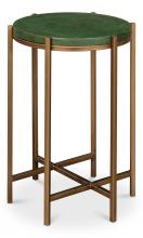 Sarreid 40819 - Hobart Side Table, Green Leather, Antique Gold Frame, 21"H 40819